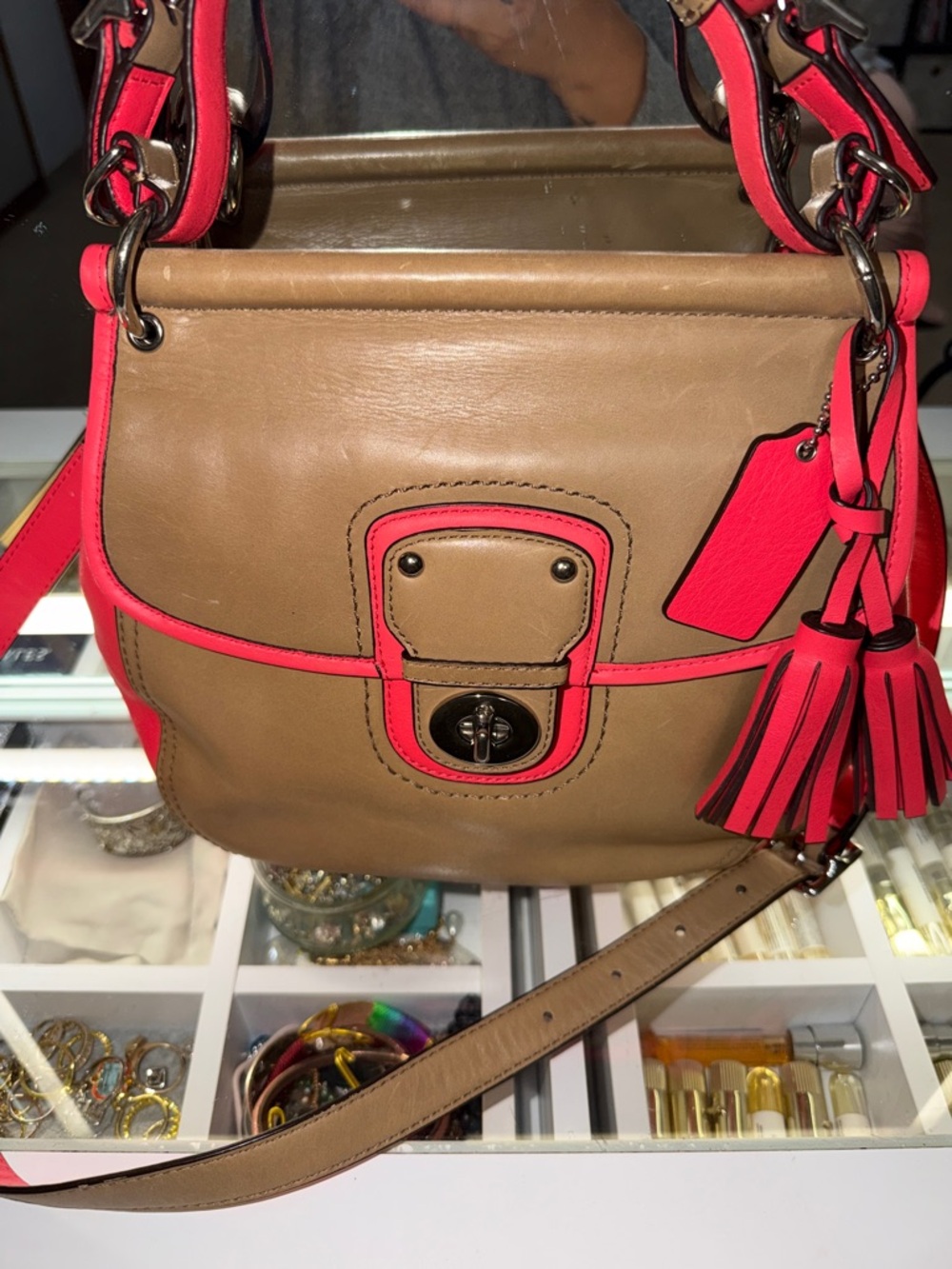 Vintage Coach Tan- Watermelon Legacy Large Willis